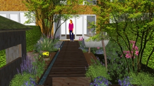 3D ontwerp tuin met waterloop
